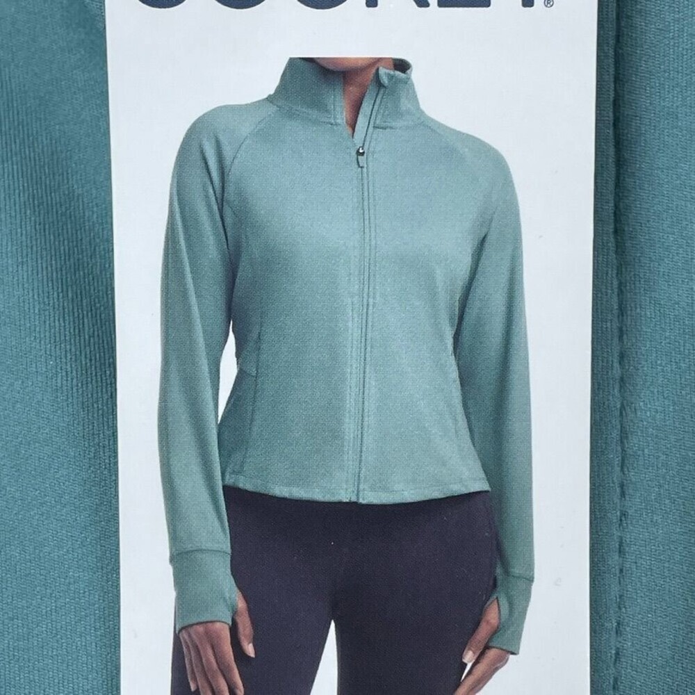 Jockey Tulip Hem Yoga Jacket Arctic Large Lightweight Zip-Up Activewear d0869